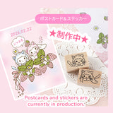 うさねこ ポストカード・ステッカー 二人のうさぎちゃん 猫 イチゴの季節シリーズ ネコ うさぎ 垂れ耳うさぎ