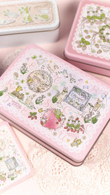 数量限定:ピンクの大きな缶 アルファベットver(缶のみ) ステッカー付 日付印の収納にも うさぎや森の動物 日付印のデザイン入り うさぎ たれ耳うさぎ スタンプはんこの収納