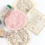 スタンプマット 捺印マット 丸や四角 はんこ 印鑑に 可愛いうさぎイラスト森の動物