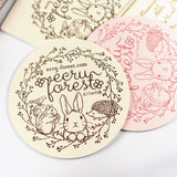 スタンプマット 捺印マット 丸や四角 はんこ 印鑑に 可愛いうさぎイラスト森の動物