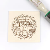 スタンプマット 捺印マット 丸や四角 はんこ 印鑑に 可愛いうさぎイラスト森の動物