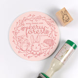 スタンプマット 捺印マット 丸や四角 はんこ 印鑑に 可愛いうさぎイラスト森の動物