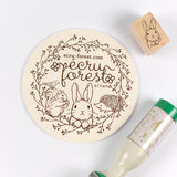 スタンプマット 捺印マット 丸や四角 はんこ 印鑑に 可愛いうさぎイラスト森の動物