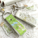 【うさぎ ストラップ ハートチャーム付】森の動物ハリネズミリス小鳥 手帳やスマホに ナチュラルイラスト フランス語 えくりゅの森