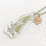 うさぎのチャーム 四つ葉のクローバー付きアクリルチャーム システム手帳やポーチやバッグなどにも ナチュラルイラスト えくりゅの森