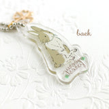 うさぎのチャーム 四つ葉のクローバー付きアクリルチャーム システム手帳やポーチやバッグなどにも ナチュラルイラスト えくりゅの森