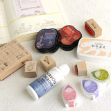 インクパッド【ツキネコ】ステイズオン おなまえ ホワイト 白 手帳や付箋はんこに 紙以外の素材にもスタンプできるインク えくりゅの森