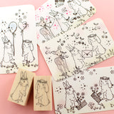 バスケット カゴ 籠<br>うさぎちゃんとも組み合わせできる<br>えくりゅの森 花祭りシリーズ<br>年賀状・クリスマスカード<br>ポストカードにも<br><span>はんこ 手帳付箋 カード作り</span>