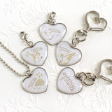 ハートのキーホルダー フックホルダー ボールチェーン うさぎやリス小鳥 ハリネズミ かわいい動物のキーホルダー ナチュラルイラスト えくりゅの森