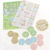 動物シールセット うさぎ 小鳥 ハリネズミ リス スタンプとお揃い13枚セット