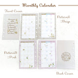 手帳レフィル【月間マンスリーカレンダー】システム手帳 ミニ6穴 手帳とお揃いうさぎ・小鳥・リス ナチュラルイラスト えくりゅの森