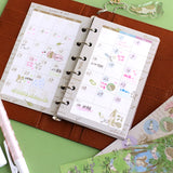 手帳レフィル【月間マンスリーカレンダー】システム手帳 ミニ6穴 手帳とお揃いうさぎ・小鳥・リス ナチュラルイラスト えくりゅの森