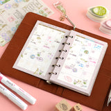 手帳レフィル【月間マンスリーカレンダー】システム手帳 ミニ6穴 手帳とお揃いうさぎ・小鳥・リス ナチュラルイラスト えくりゅの森