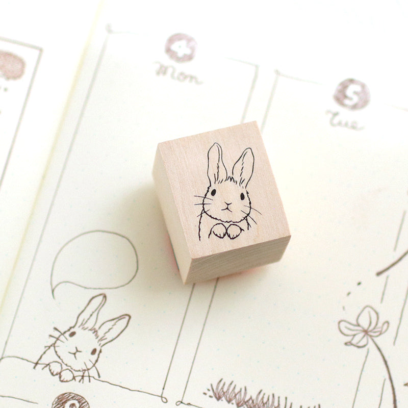 うさぎの顔スタンプかわいいうさぎ はんこ手帳 付箋はんこ メッセージカード 子供 年賀状 卯年 木製 ゴム印 – えくりゅの森 ecru forest  Handmade Stationery