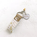 【うさぎ ストラップ ハートチャーム付】森の動物ハリネズミリス小鳥 手帳やスマホに ナチュラルイラスト フランス語 えくりゅの森