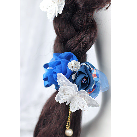 キラキラ★蝶々のクリップ：ミシン刺繍の立体的な蝶々のクリップ　刺繍フレームやシュシュに組み合わせ