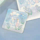 ポストカード・ステッカー：ブルー系ゆめかわバージョン うさぎ たれ耳うさぎ 星や月 雲 可愛い