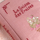 【ブック型 大き目手帳ポーチ】うさぎ刺繍入り　クロスステッチミシン刺繍 ハンドメイド