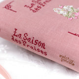 予約販売【ブック型 大き目手帳ポーチ】うさぎ刺繍入り　クロスステッチミシン刺繍 ハンドメイド