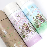 【スリムサーモステンレスボトル・カラビナ付きハンディファン】300ml, 500ml　うさぎイラスト、神戸タータン