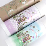 【スリムサーモステンレスボトル・カラビナ付きハンディファン】300ml, 500ml　うさぎイラスト、神戸タータン