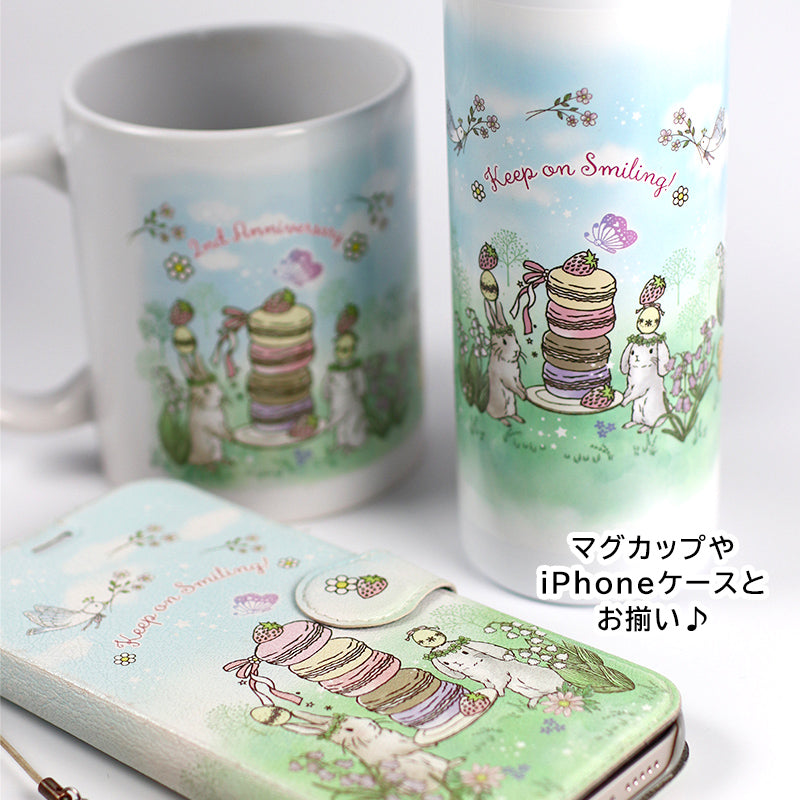 【スリムサーモステンレスボトル・カラビナ付きハンディファン】300ml, 500ml　うさぎイラスト、神戸タータン