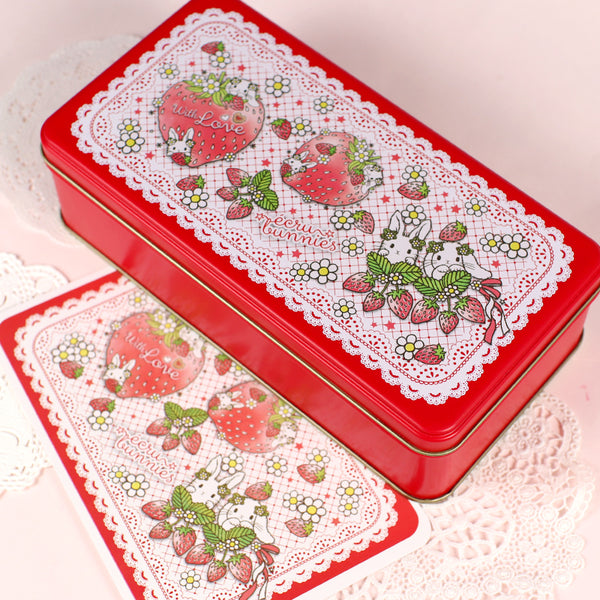 Cans only available here (strawberry red)<br> A cute tin for storing date stamps and small items. Comes with a postcard. Strawberry Season Series Rabbit, Lop-eared Rabbit, Stamp Storage