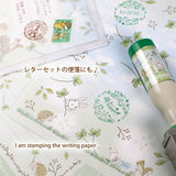 【クローバーの丸い日付印】クローバーとうさぎと森の動物たち 日付スタンプ  SANBY×えくりゅの森  手帳デコノート日記手紙 可愛いお揃い収納缶も サンビー社製 日付回転印 はんこ