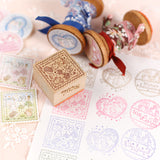 【おめかしスタンプ3点セット+シール】切手風・消印風・クッキー型：日付印との組み合わせも。お手紙にも活躍するはんこ　可愛いうさぎ