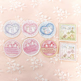 【おめかしスタンプ3点セット+シール】切手風・消印風・クッキー型：日付印との組み合わせも。お手紙にも活躍するはんこ　可愛いうさぎ