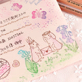【おめかしスタンプ3点セット+シール】切手風・消印風・クッキー型：日付印との組み合わせも。お手紙にも活躍するはんこ　可愛いうさぎ