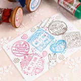 【おめかしスタンプ3点セット+シール】切手風・消印風・クッキー型：日付印との組み合わせも。お手紙にも活躍するはんこ　可愛いうさぎ