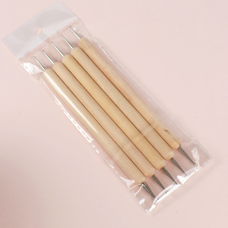 【エンボスペン】5本セット：ステンシル×スタンプでワンランク上の作品に：ハンドメイド 粘土や陶芸ネイルアートにも