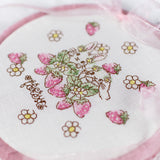 予約販売【クロスステッチ刺繍フレーム】うさぎイチゴ刺繍入り　ミシン刺繍 ハンドメイド