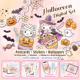 うさねこ＆いちご ハロウィン デジタルセット | ポストカード・ステッカーシールシート・スマホ壁紙・iPad壁紙