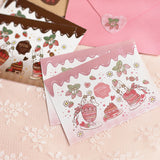 ミニカードと封筒：プチギフトやバレンタインに　ショコラバージョン：イチゴの季節シリーズ たち耳たれ耳うさぎ チョコレート