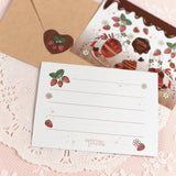 ミニカードと封筒：プチギフトやバレンタインに　ショコラバージョン：イチゴの季節シリーズ たち耳たれ耳うさぎ チョコレート