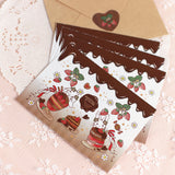 ミニカードと封筒：プチギフトやバレンタインに　ショコラバージョン：イチゴの季節シリーズ たち耳たれ耳うさぎ チョコレート