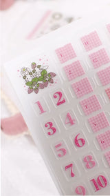 イチゴとうさぎ★レフィルセット ピンク<br>【ミニ6穴 】システム手帳<br><span>可愛い 月間マンスリー・週間ウィークリー・メモ：万年筆にも  イチゴ　たれ耳うさぎ</span>