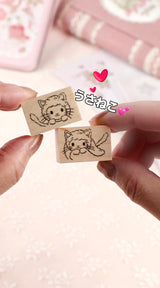 うさねこ スタンプ 二人のうさぎちゃん 猫スタンプ イチゴの季節シリーズ ネコ好き ネコスタンプ  うさぎ 垂れ耳うさぎ 手帳付箋 カード作り はんこ