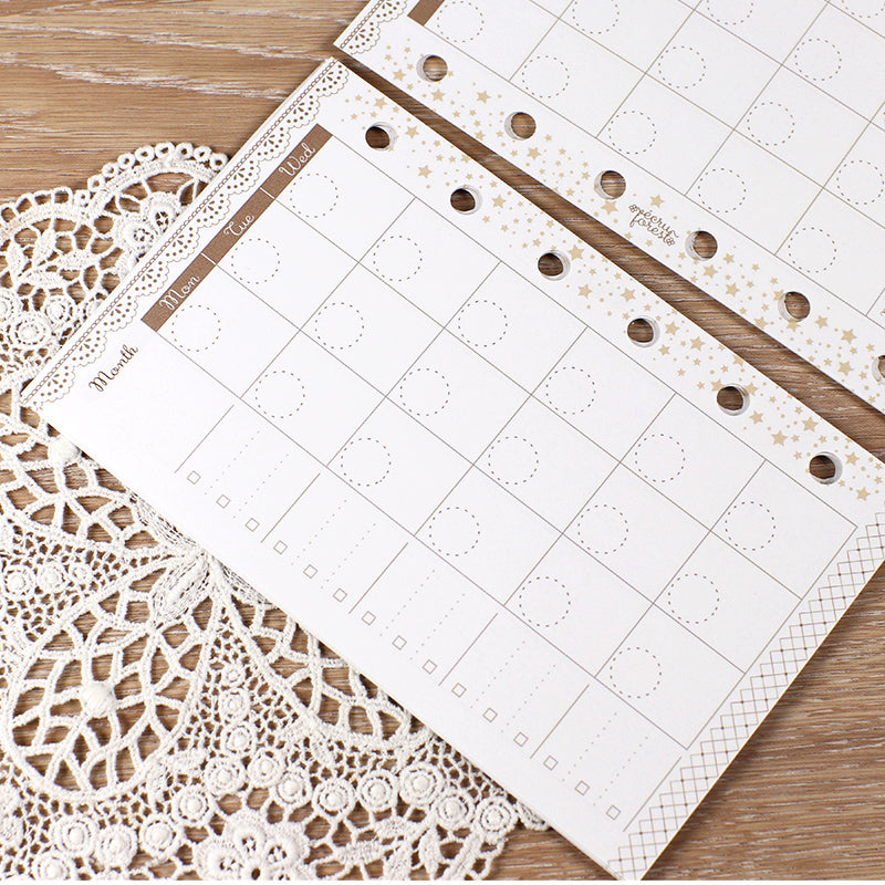 Decorative refill set [mini 6-hole] system notebook<br> <span>Floral pattern, simple, monthly, weekly, memo: also suitable for fountain pens, lily of the valley, bluebell, children, extracurricular activities, study, cram school</span>