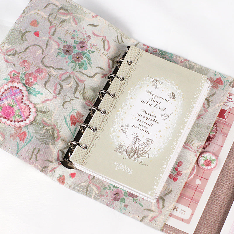 Decorative refill set [mini 6-hole] system notebook<br> <span>Floral pattern, simple, monthly, weekly, memo: also suitable for fountain pens, lily of the valley, bluebell, children, extracurricular activities, study, cram school</span>