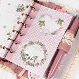 イチゴとうさぎ★レフィルセット ピンク<br>【ミニ6穴 】システム手帳<br><span>可愛い 月間マンスリー・週間ウィークリー・メモ：万年筆にも  イチゴ　たれ耳うさぎ</span>