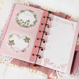 イチゴとうさぎ★レフィルセット ピンク<br>【ミニ6穴 】システム手帳<br><span>可愛い 月間マンスリー・週間ウィークリー・メモ：万年筆にも  イチゴ　たれ耳うさぎ</span>