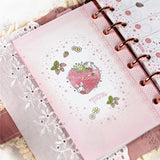 イチゴとうさぎ★レフィルセット ピンク<br>【ミニ6穴 】システム手帳<br><span>可愛い 月間マンスリー・週間ウィークリー・メモ：万年筆にも  イチゴ　たれ耳うさぎ</span>