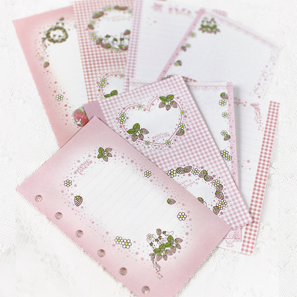 【ミニ6穴 レフィル：単品 メモ★イチゴとうさぎ】<br>システム手帳<br><span>可愛いメモ　イチゴ　たれ耳うさぎ</span>