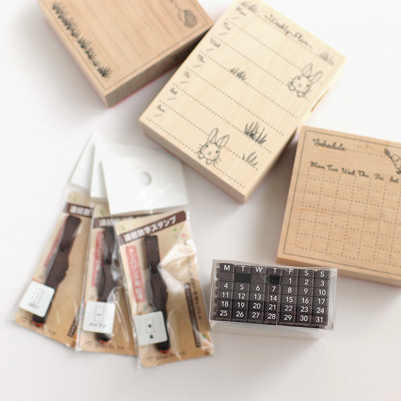 Free shipping now! Schedule <br>rubber stamp set of 3: <br>monthly, weekly, ToDoList <br><span>valet journal <br>rabbit, small bird, hedgehog</br></span></br></br></br>.