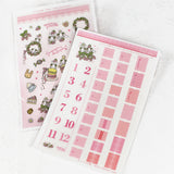 予約販売【システム手帳 ミニ6穴 栞付き】レースとうさぎイチゴ クロスステッチ刺繍のアンティークな手帳：ハンドメイド