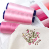 【システム手帳 ミニ6穴 栞付き】レースとうさぎイチゴ クロスステッチ刺繍のアンティークな手帳：ハンドメイド