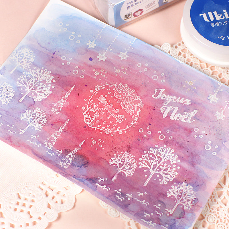 Ukidel (Shachihata)<br> Stamp pad that makes the impression stand out when painted over Stamps Card making Scrapbooking